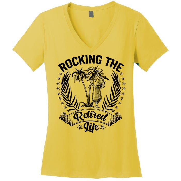 Vintage Rocking The Retired Life Women's V-Neck T-Shirt