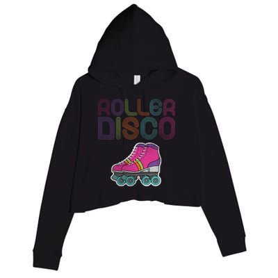 Vintage Roller Disco Skater Crop Fleece Hoodie