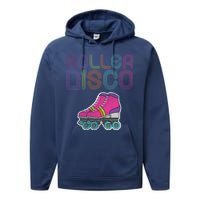 Vintage Roller Disco Skater Performance Fleece Hoodie