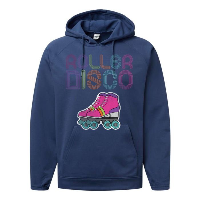 Vintage Roller Disco Skater Performance Fleece Hoodie