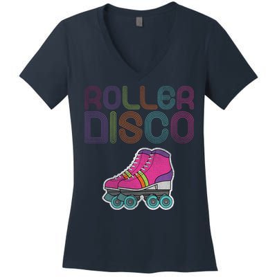 Vintage Roller Disco Skater Women's V-Neck T-Shirt