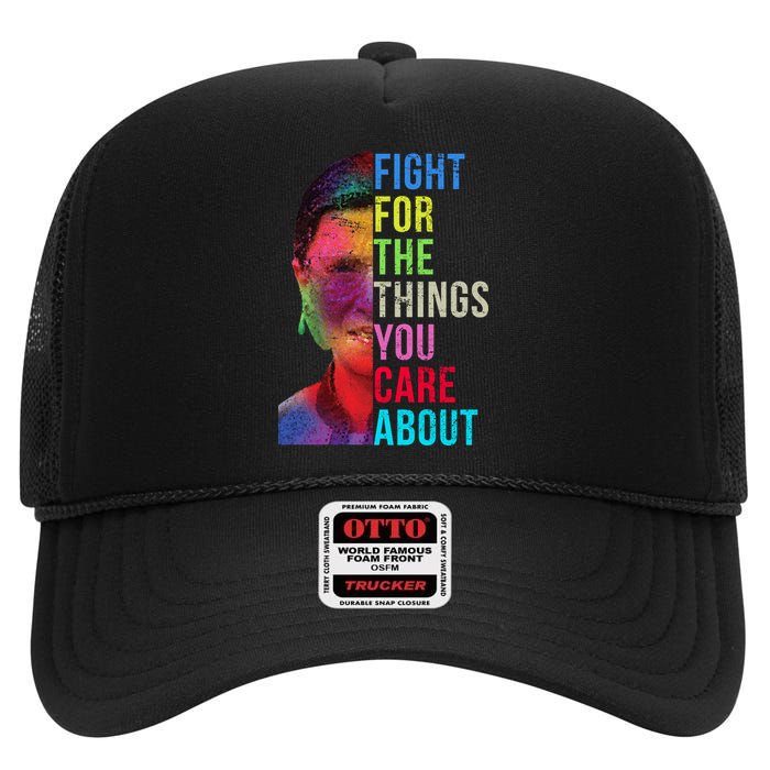 Vintage Ruth B Fight For The Things You Care About RBG High Crown Mesh Back Trucker Hat