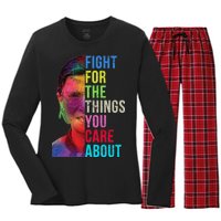 Vintage Ruth B Fight For The Things You Care About RBG Women's Long Sleeve Flannel Pajama Set 