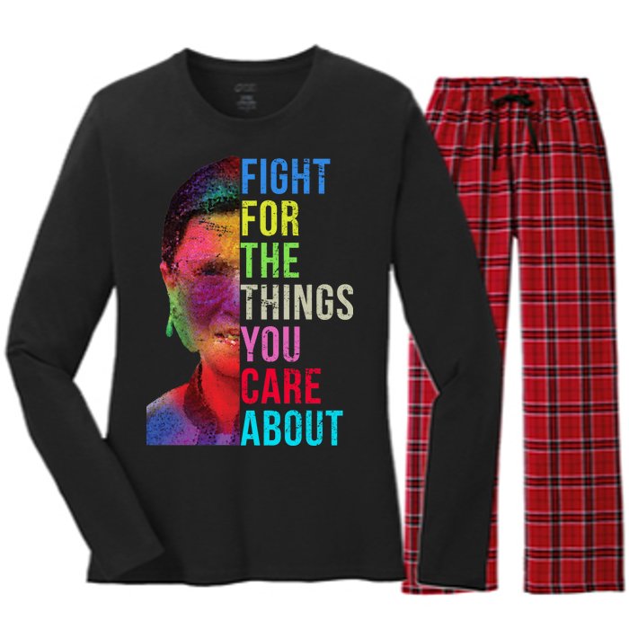 Vintage Ruth B Fight For The Things You Care About RBG Women's Long Sleeve Flannel Pajama Set 