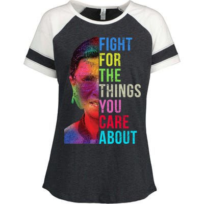 Vintage Ruth B Fight For The Things You Care About RBG Enza Ladies Jersey Colorblock Tee