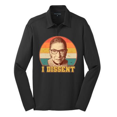 Vintage Ruth Bader Ginsburg I Dissent RBG Tribute Silk Touch Performance Long Sleeve Polo