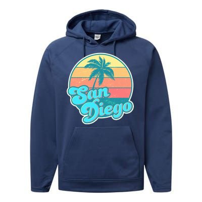 Vintage San Diego Sunset Performance Fleece Hoodie