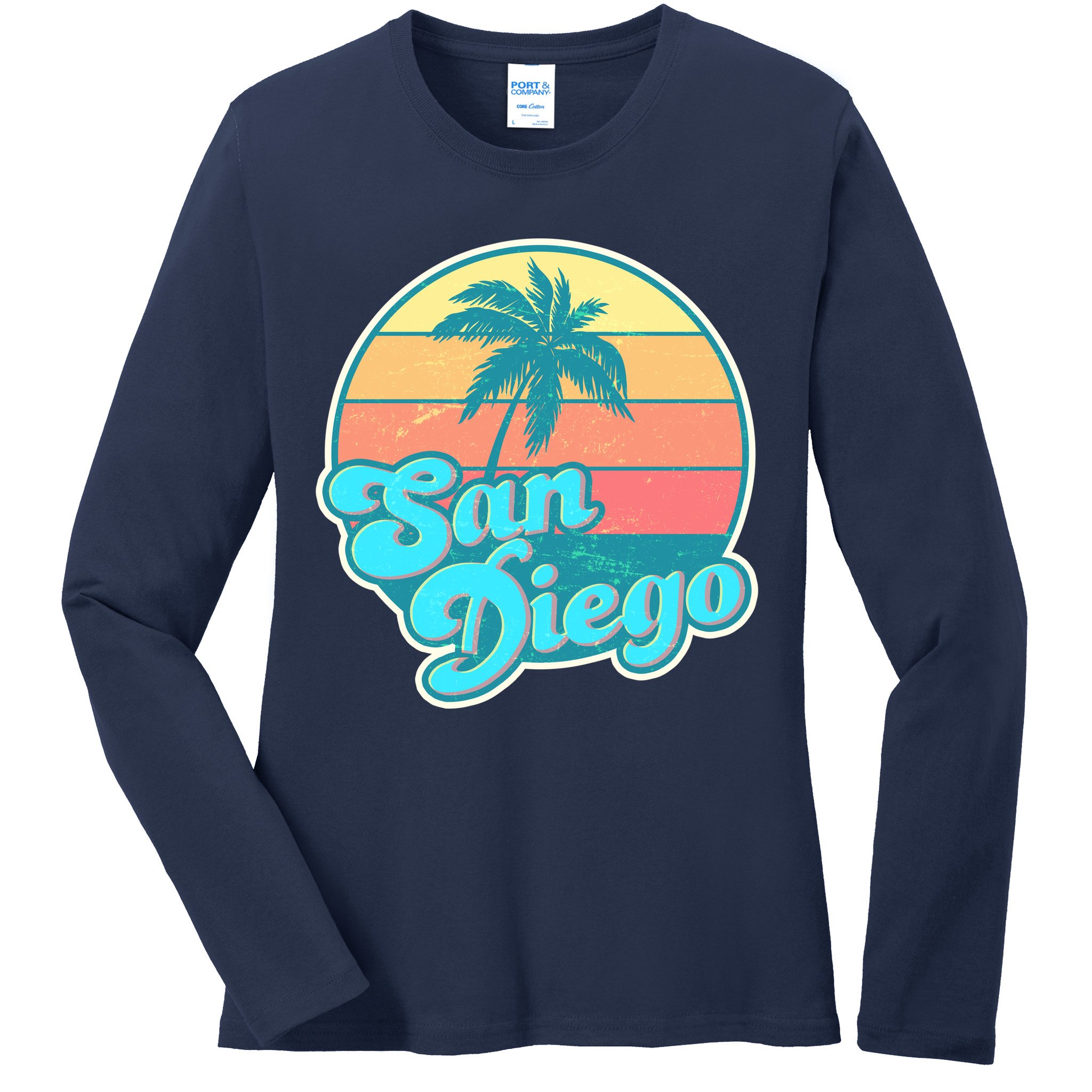 Vintage San Diego Sunset Ladies Long Sleeve Shirt