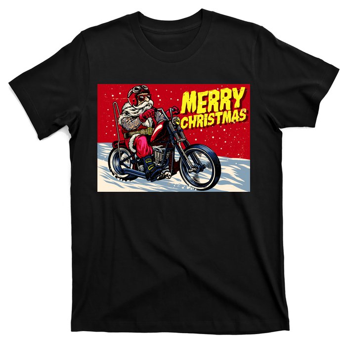 Vintage Santa Biker Riding Chopper T-Shirt