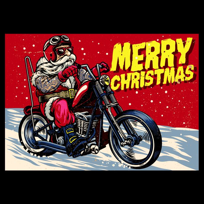 Vintage Santa Biker Riding Chopper Polo