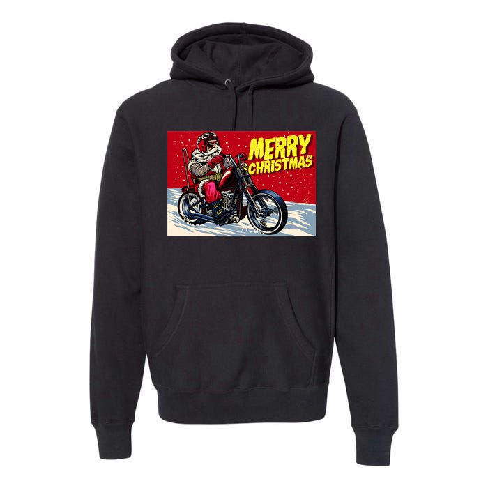 Vintage Santa Biker Riding Chopper Premium Hoodie