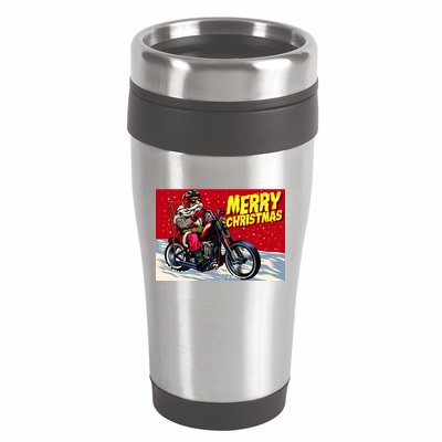 Vintage Santa Biker Riding Chopper 16oz Travel Tumbler