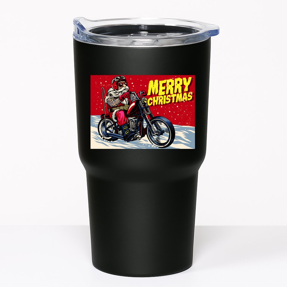 Vintage Santa Biker Riding Chopper Tumbler