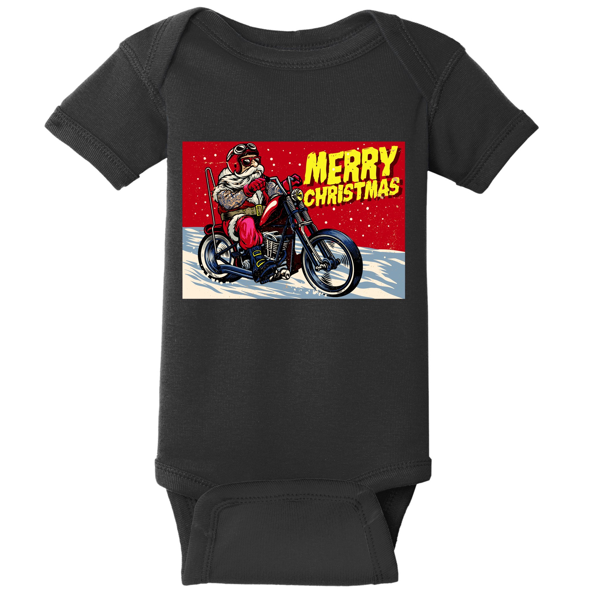 Vintage Santa Biker Riding Chopper Baby Bodysuit