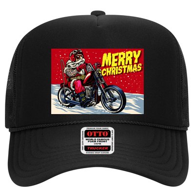 Vintage Santa Biker Riding Chopper Trucker Hat