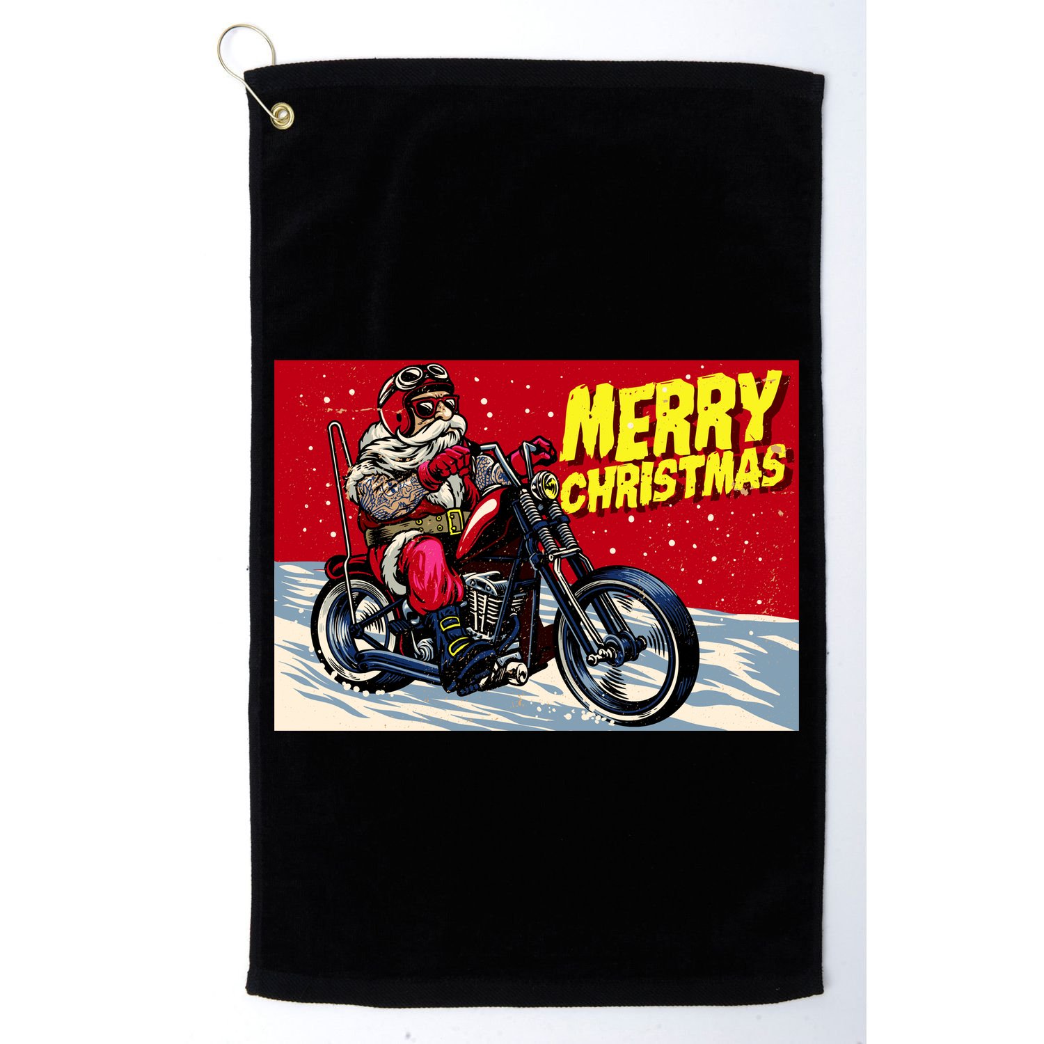 Vintage Santa Biker Riding Chopper Golf Towel