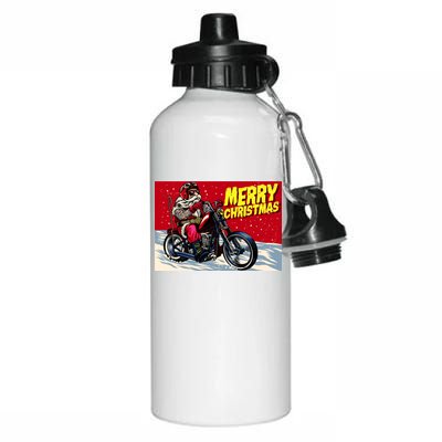 Vintage Santa Biker Riding Chopper Aluminum Water Bottle