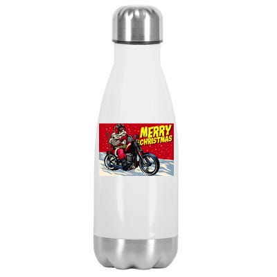 Vintage Santa Biker Riding Chopper Stainless Steel Insulated Water Bottle