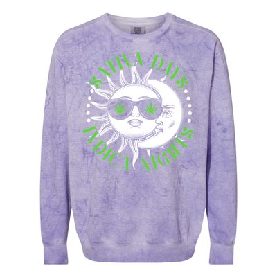 Vintage Sativa Days Indica Nights Sun And Moon Colorblast Crewneck Sweatshirt