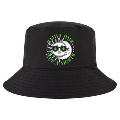 Vintage Sativa Days Indica Nights Sun And Moon Cool Comfort Performance Bucket Hat