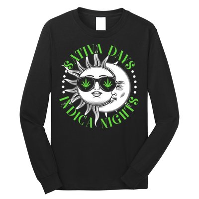 Vintage Sativa Days Indica Nights Sun And Moon Long Sleeve Shirt