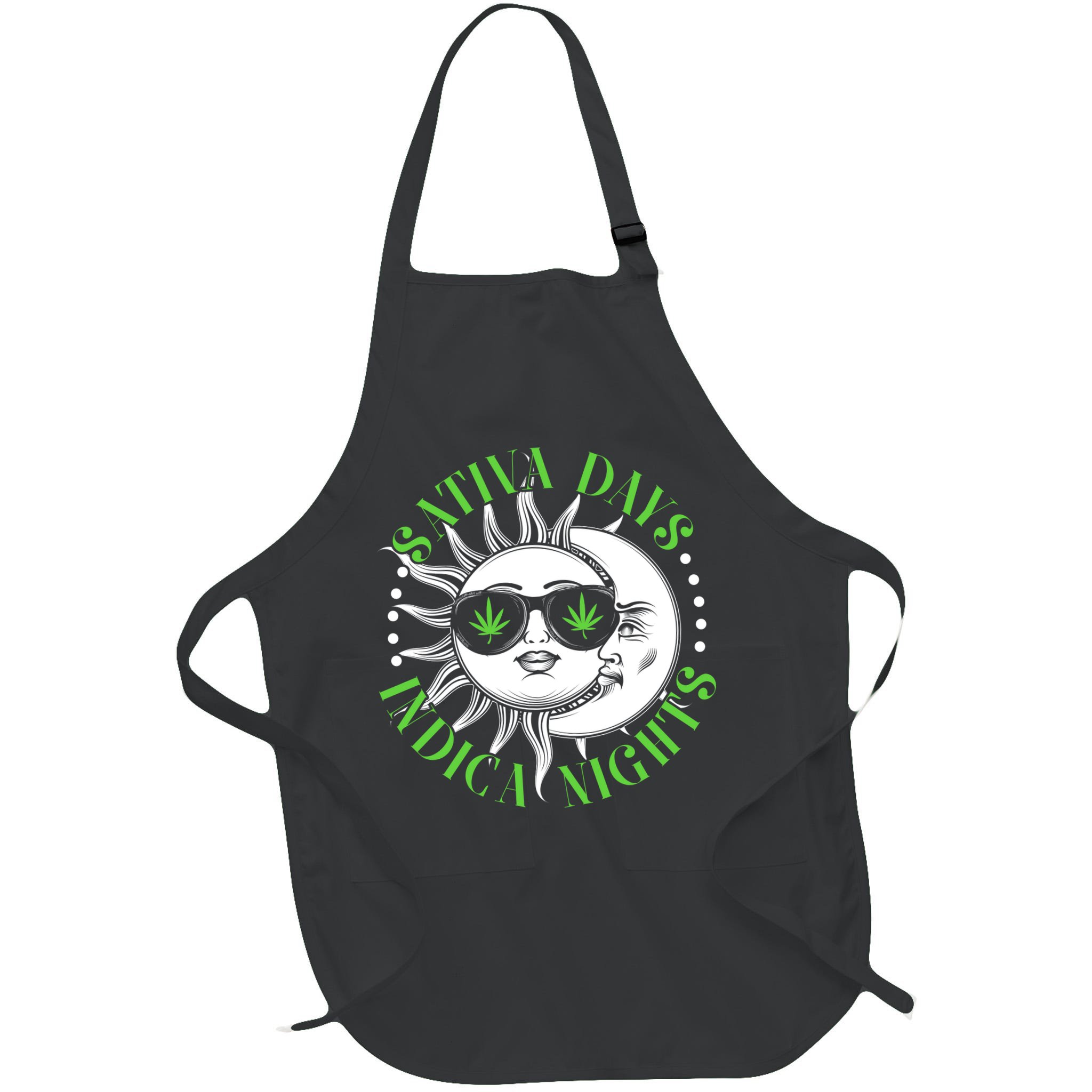 Vintage Sativa Days Indica Nights Sun And Moon Apron