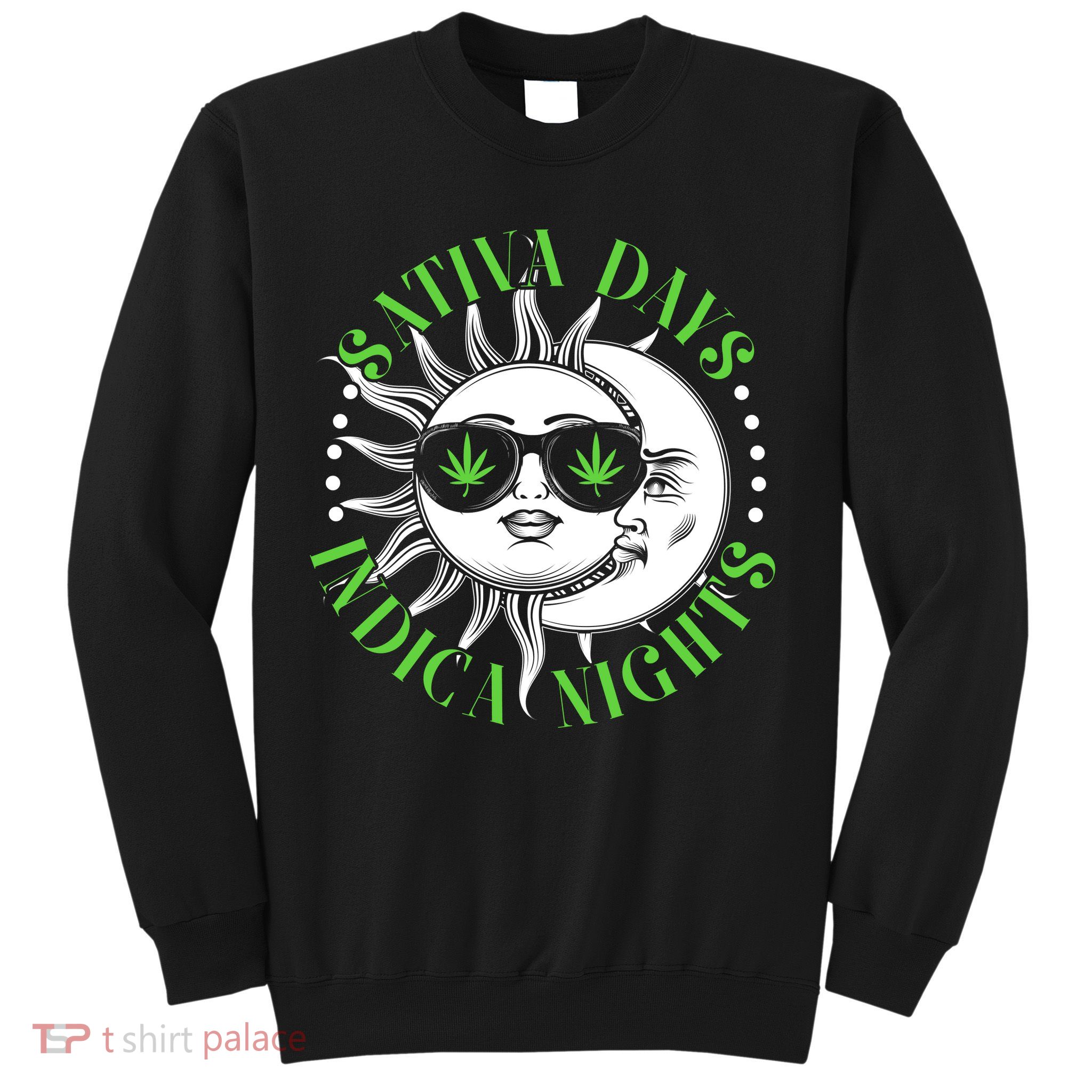 Vintage Sativa Days Indica Nights Sun And Moon Sweatshirt