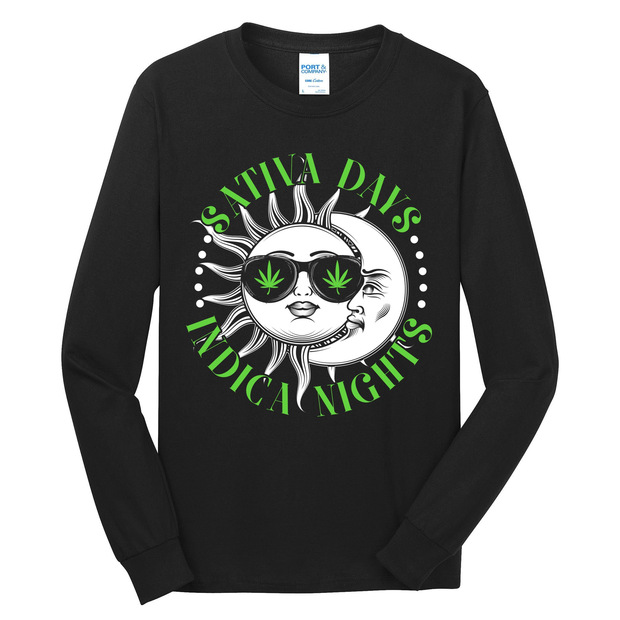 Vintage Sativa Days Indica Nights Sun And Moon Tall Long Sleeve T-Shirt