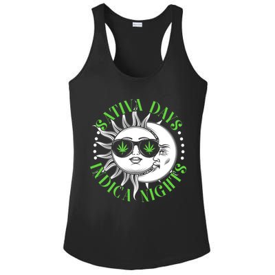 Vintage Sativa Days Indica Nights Sun And Moon Ladies PosiCharge Competitor Racerback Tank