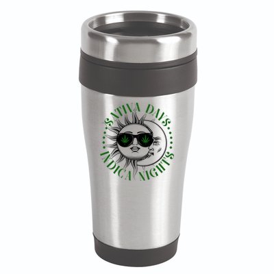 Vintage Sativa Days Indica Nights Sun And Moon 16oz Travel Tumbler