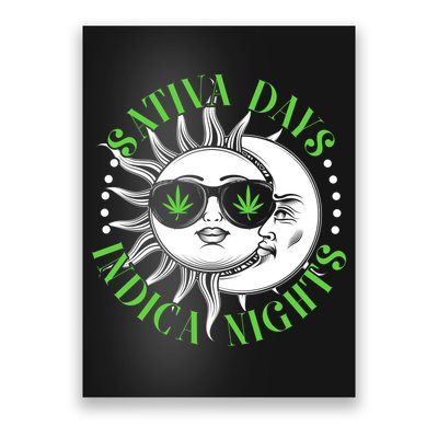 Vintage Sativa Days Indica Nights Sun And Moon Poster
