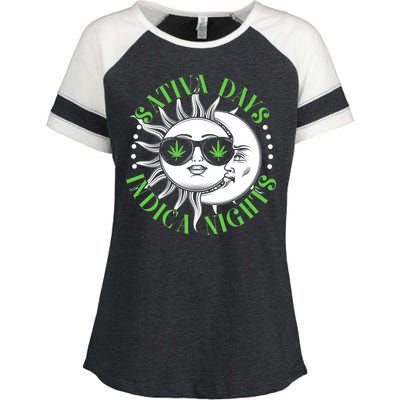 Vintage Sativa Days Indica Nights Sun And Moon Enza Ladies Jersey Colorblock Tee