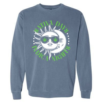 Vintage Sativa Days Indica Nights Sun And Moon Garment-Dyed Sweatshirt