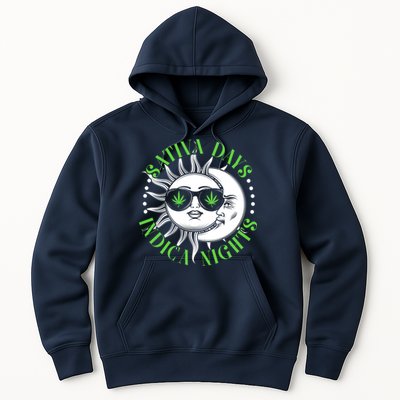 Vintage Sativa Days Indica Nights Sun And Moon Hoodie