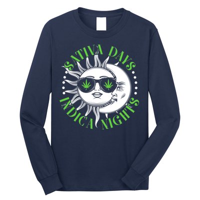 Vintage Sativa Days Indica Nights Sun And Moon Long Sleeve Shirt