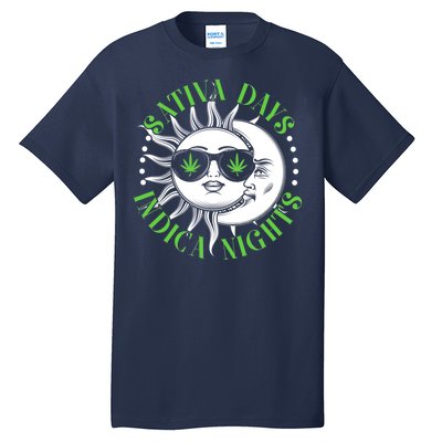 Vintage Sativa Days Indica Nights Sun And Moon Tall T-Shirt