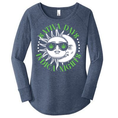 Vintage Sativa Days Indica Nights Sun And Moon Women's Perfect Tri Tunic Long Sleeve Shirt