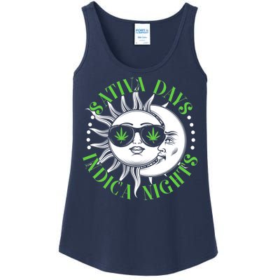 Vintage Sativa Days Indica Nights Sun And Moon Ladies Essential Tank