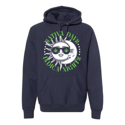 Vintage Sativa Days Indica Nights Sun And Moon Premium Hoodie