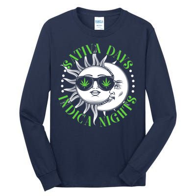 Vintage Sativa Days Indica Nights Sun And Moon Tall Long Sleeve T-Shirt