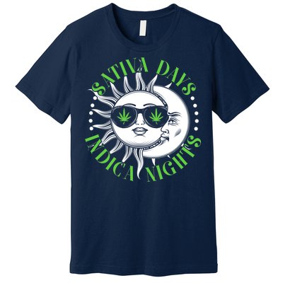 Vintage Sativa Days Indica Nights Sun And Moon Premium T-Shirt