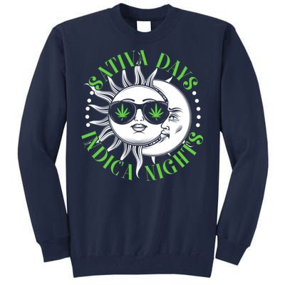 Vintage Sativa Days Indica Nights Sun And Moon Tall Sweatshirt