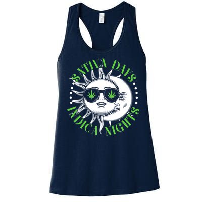 Vintage Sativa Days Indica Nights Sun And Moon Women's Racerback Tank