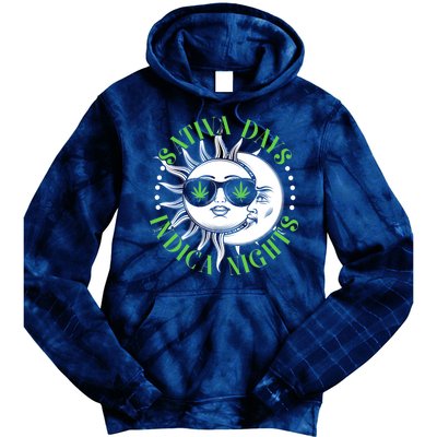 Vintage Sativa Days Indica Nights Sun And Moon Tie Dye Hoodie