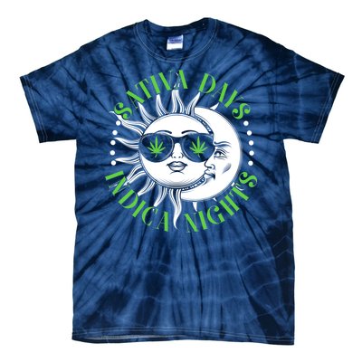 Vintage Sativa Days Indica Nights Sun And Moon Tie-Dye T-Shirt