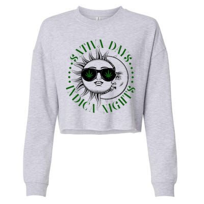 Vintage Sativa Days Indica Nights Sun And Moon Cropped Pullover Crew