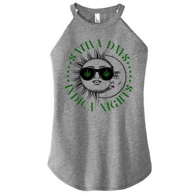 Vintage Sativa Days Indica Nights Sun And Moon Women’s Perfect Tri Rocker Tank