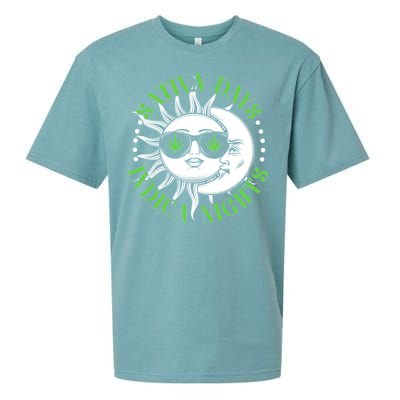 Vintage Sativa Days Indica Nights Sun And Moon Sueded Cloud Jersey T-Shirt