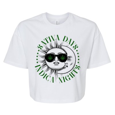 Vintage Sativa Days Indica Nights Sun And Moon Bella+Canvas Jersey Crop Tee