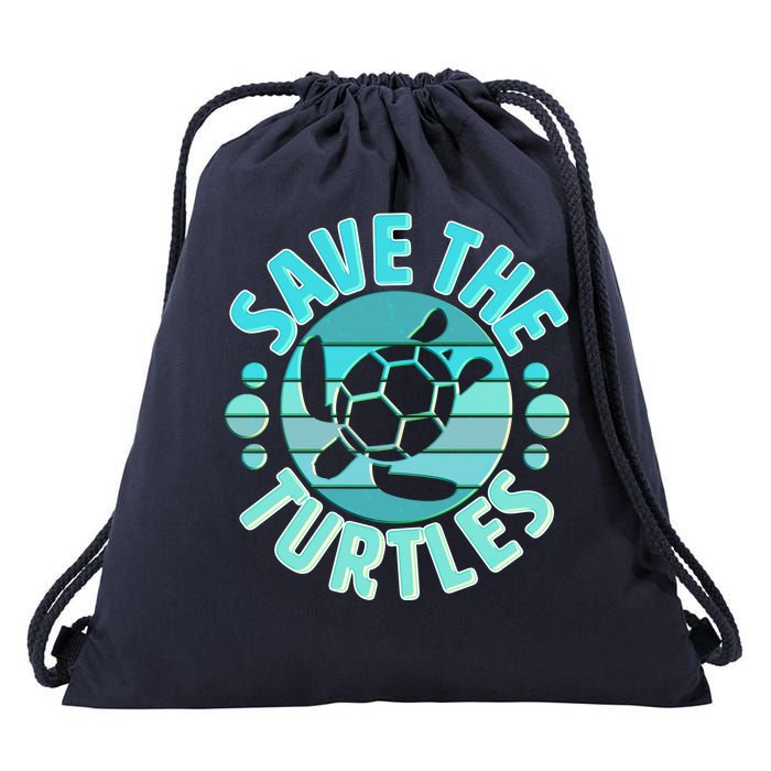 Vintage Save The Turtles Drawstring Bag